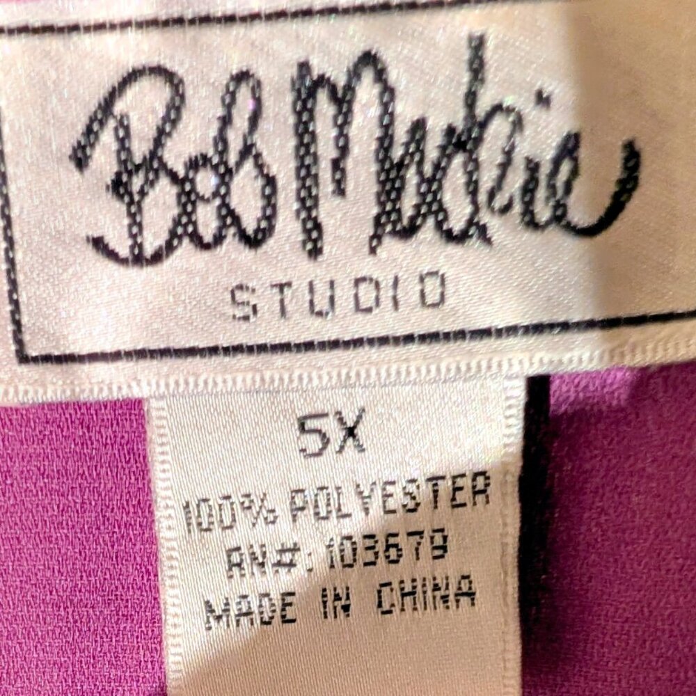 Vintage 90s Plus Size Bob Mackie Purple Ruffle Beaded Blouse - Picture 4 of 4